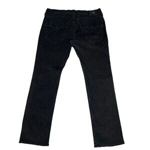 True Religion Ricky Flap Pocket Relaxed Straight Leg Black Jeans Sz 38(40) X 32"